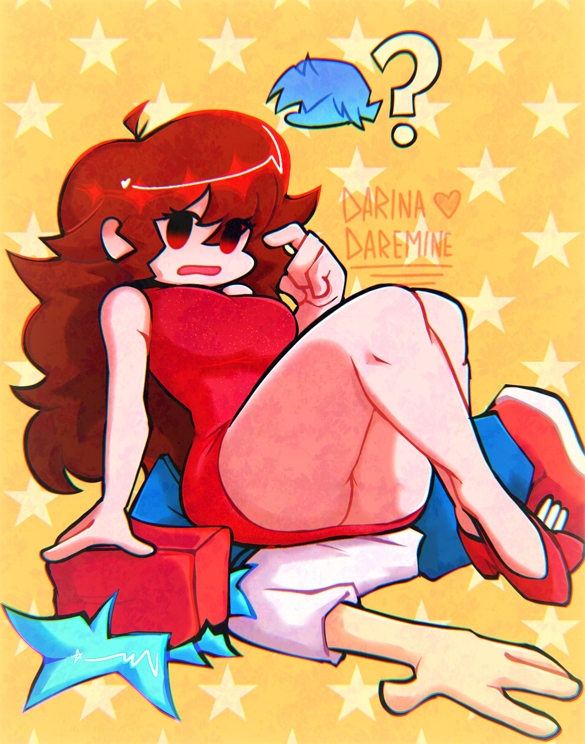 ass, ass focus, auburn hair, blue hair, boyfriend (friday night funkin), cap, daremin2, dead, death, female, friday night funkin, girlfriend (friday night funkin), heels, lying, lying down, male, male death, no panties, on floor, sitting, sitting on person, upskirt, we are getting this game, we are so back