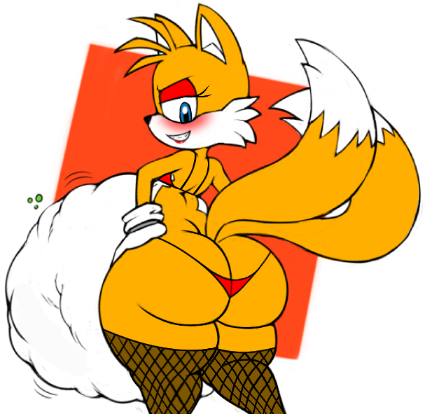 1boy 1male anthro ass_focus big_belly digesting_prey digestion digestion_noises edit fat femboy fishnet_legwear huge_ass solo sonic_(series) sonic_the_hedgehog_(series) spaghettiz tails tails_the_fox thick_thighs thong topwear vore