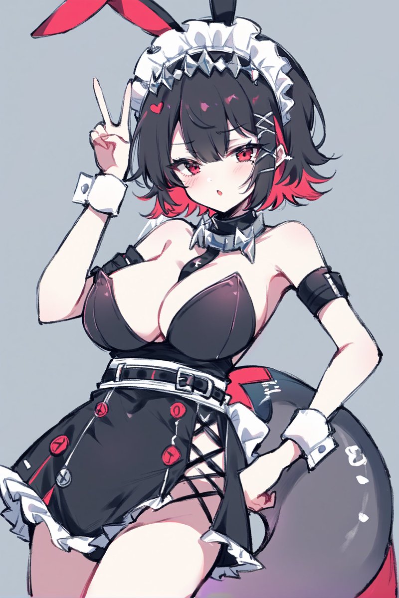 1girls, ai generated, big breasts, black hair, breasts, ellen joe, female, goth girl, light skin, light-skinned female, shark tail, victoria housekeeping, zenless zone zero