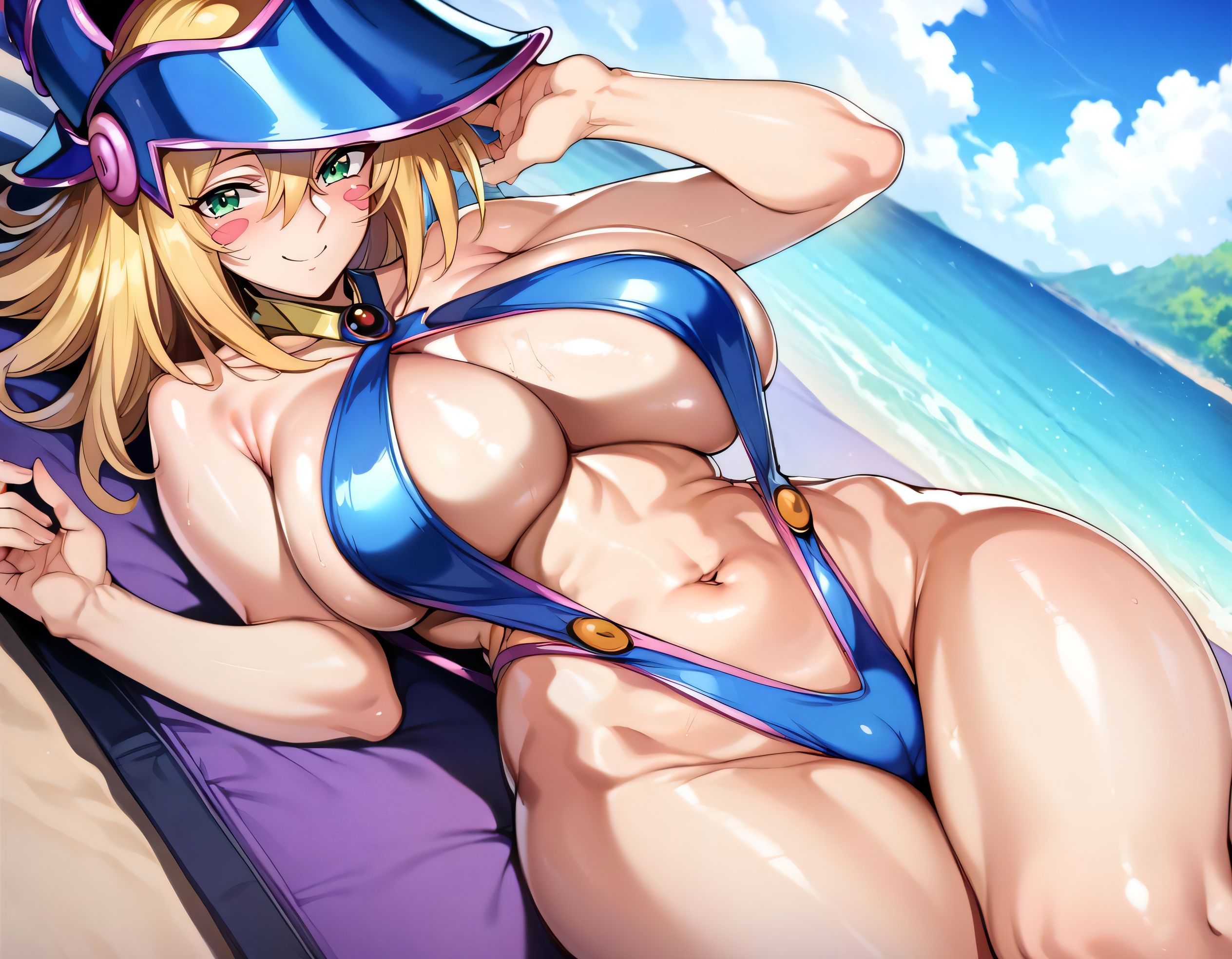 1girls, ai generated, alternate breast size, big breasts, breasts, busty, curvaceous, curvy, curvy body, curvy female, curvy figure, dark magician girl, duel monster, female, huge breasts, large breasts, sling bikini, sweat, sweating, sweaty, sweaty body, sweaty breasts, thick thighs, thighs, venus body, voluptuous, yu-gi-oh!