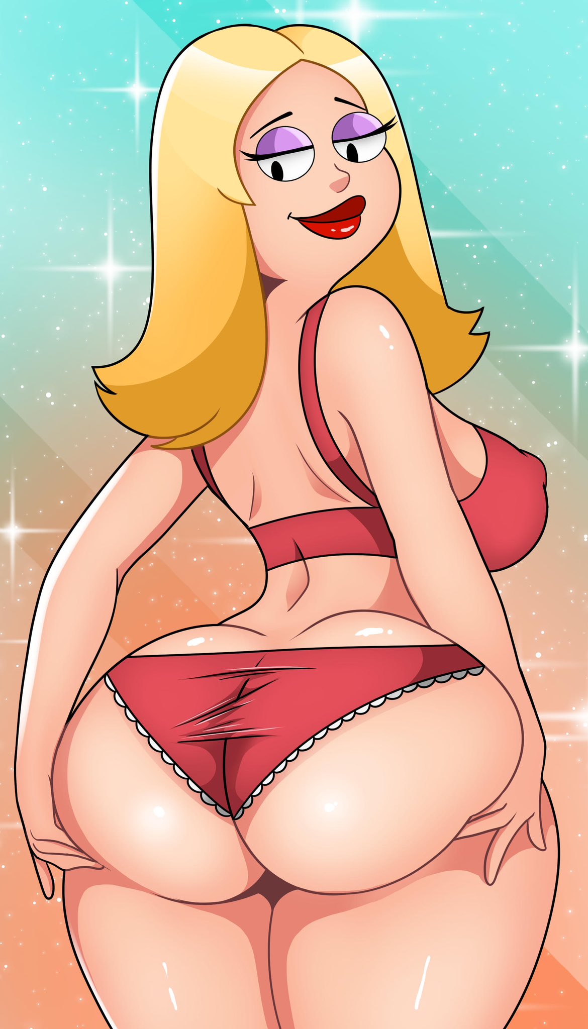 2024, american dad, ass, ass focus, big ass, blonde hair, bra, digital media (artwork), female, francine smith, panties, sonson-sensei, tagme, underwear, underwear only