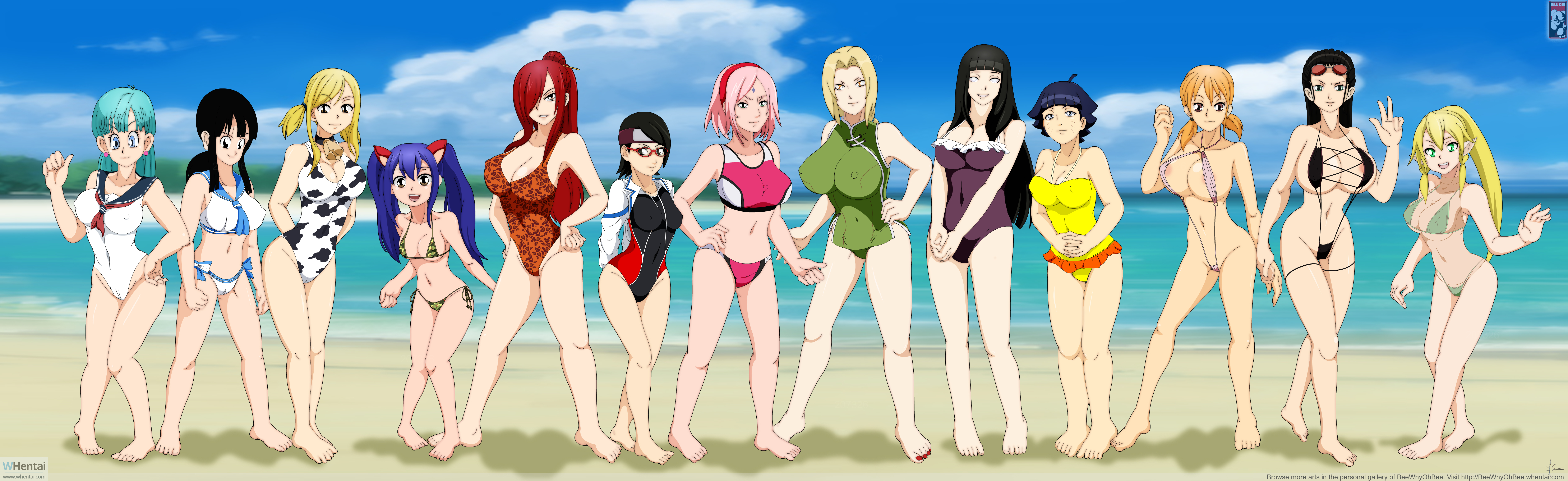6+girls, beach, big breasts, bikini, bikini top, black hair, black-haired female, blonde hair, blonde-haired female, blue hair, blue-haired female, boruto, boruto: naruto next generations, breasts, bulma, bulma (dragon ball), bulma briefs, bwob, chichi, cow bikini, crossover, dragon ball, dragon ball z, elf, erza scarlet, fairy tail, female, female only, glasses, haruno sakura, hyuuga hinata, hyuuga hinata (naruto: the last), kirigaya suguha, lucy heartfilia, milf, multiple females, multiple girls, nami (one piece), naruto, naruto (series), naruto: the last, nico robin, one piece, orange hair, orange-haired female, outdoors, red hair, red toenails, red-haired female, sakura haruno, sarada uchiha, school uniform, swimsuit, sword art online, teenager, tsunade, uchiha sakura, uchiha sarada, uzumaki himawari, uzumaki hinata, wendy marvell, whentai