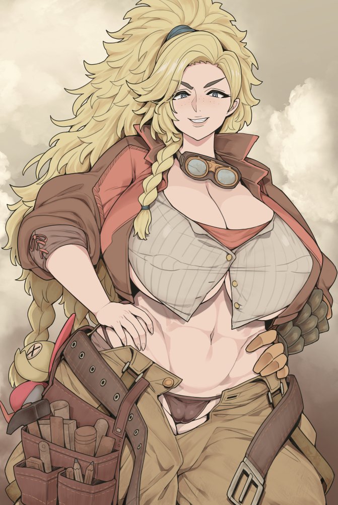 1girls 2024 2d 2d_(artwork) abs ass belly belly_button belt big_ass big_breasts big_butt black_thong blonde_female blonde_hair blonde_hair_female blue_eyes breasts butt capcom cleavage clothed clothed_female clothing color colored fantasy full_color gemma_(monster_hunter_wilds) gloves goggles hair hips huge_ass huge_breasts huge_butt jacket large_ass large_breasts large_butt light-skinned_female light_skin long_hair looking_at_viewer massive_breasts messy_hair monster_hunter monster_hunter_wilds muscular muscular_female nails otogi_tetsurou pants ponytail seductive smile smiling smiling_at_viewer stomach textless thong video_game video_game_character video_game_franchise video_games voluptuous voluptuous_female