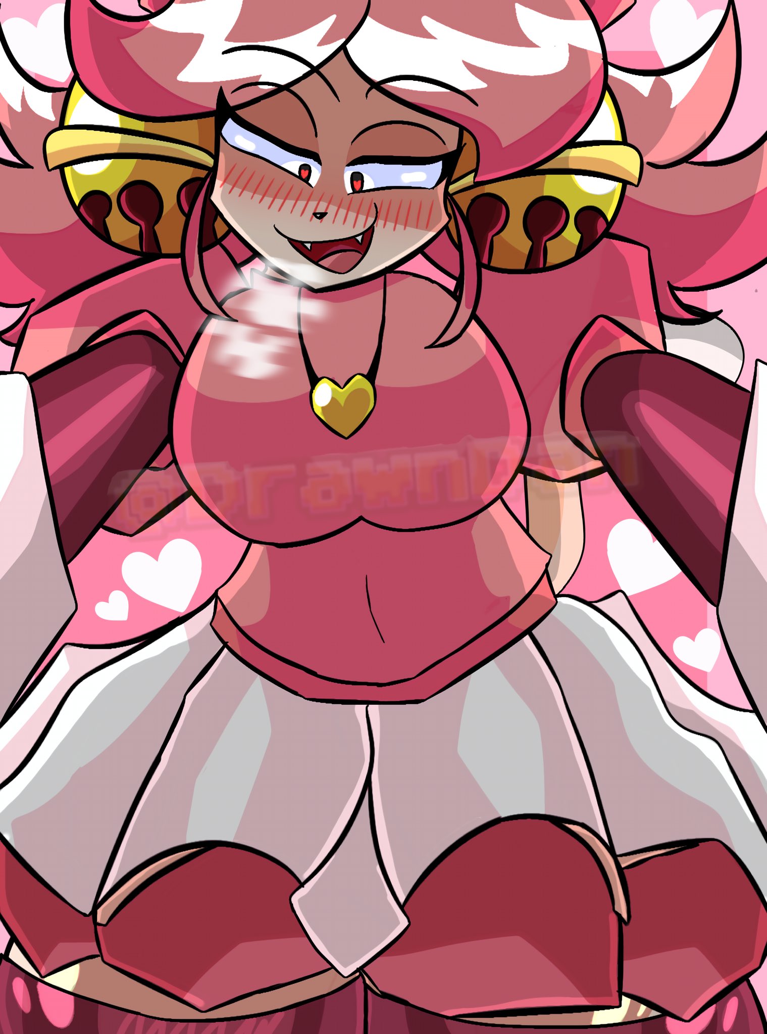 bells, cat ears, cat tail, clothing, deltarune, mad mew mew, pink (deltarune), pink hair, pov, thighhighs, undertale (series)