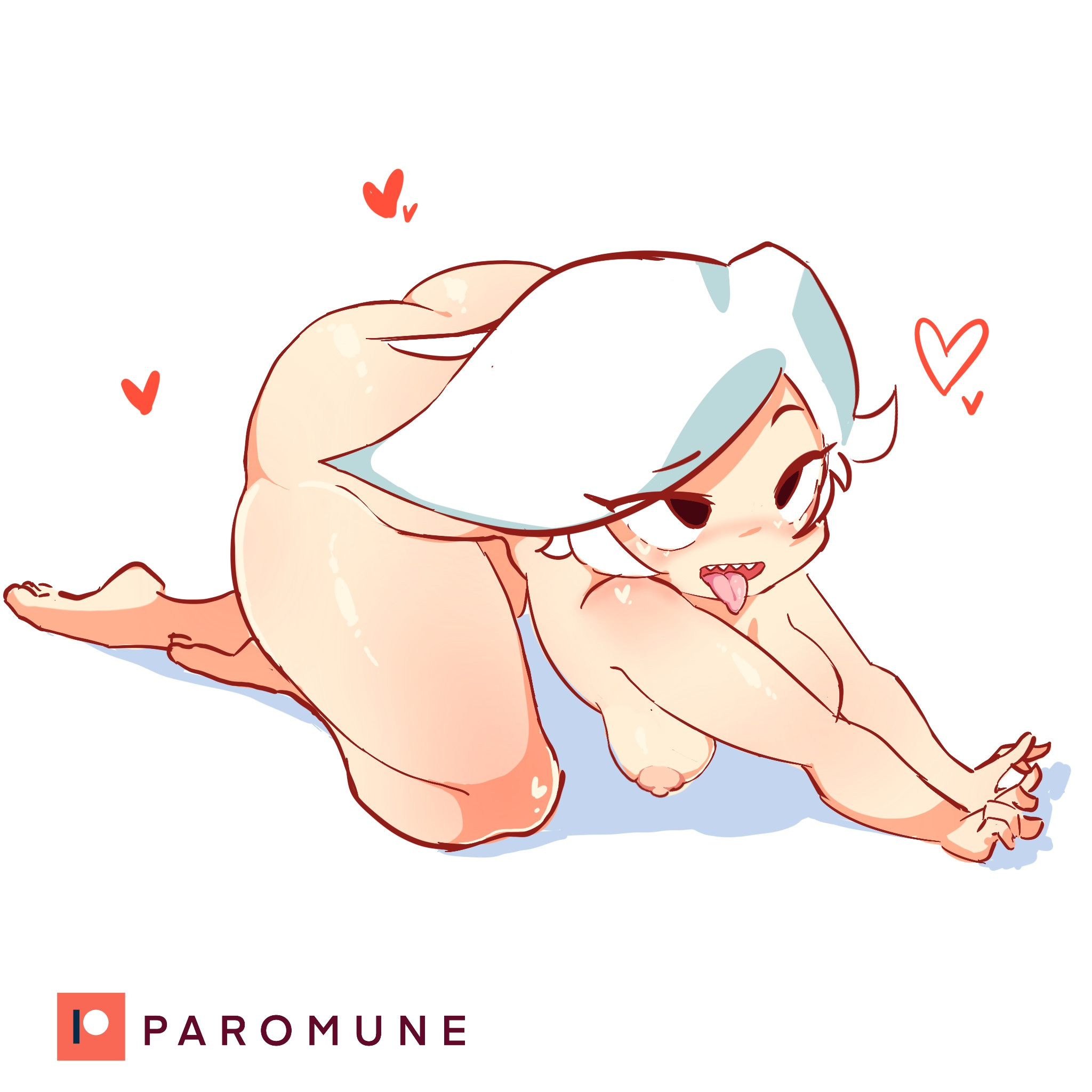1girls, ahe gao, barefoot, big breasts, brawl stars, breasts, colette (brawl stars), completely nude, completely nude female, female, female only, full body, naked, naked female, nipples, nude, nude female, paromune, simple background, solo, solo female, tagme