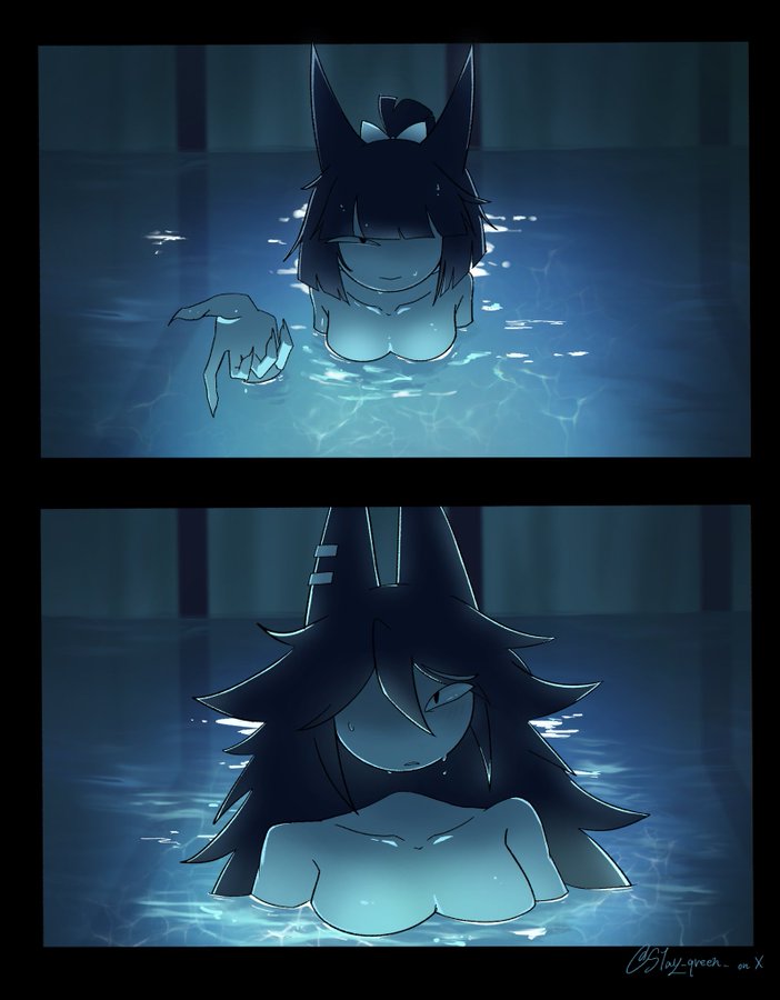 bathing, breasts, fundamental paper education, miss bloomie (fundamental paper education), miss circle (fundamental paper education), parody, pool, refrence, water