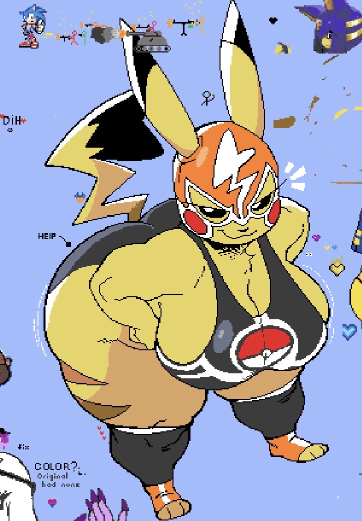 1girls, animal crossing, ankha, ankha (animal crossing), anthro, furry, huge ass, huge breasts, pikachu, pikachu libre, pixel art, pokemon, solo, sonic (series), sonic the hedgehog, wide hips, wplace