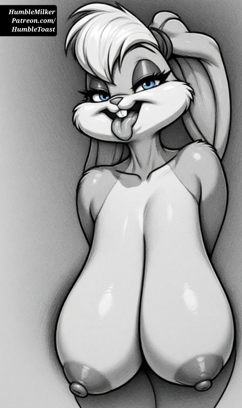 ai_generated big_breasts blue_eyes breasts female female_only furry huge_breasts humblemilker large_breasts lola_bunny looney_tunes naked titties