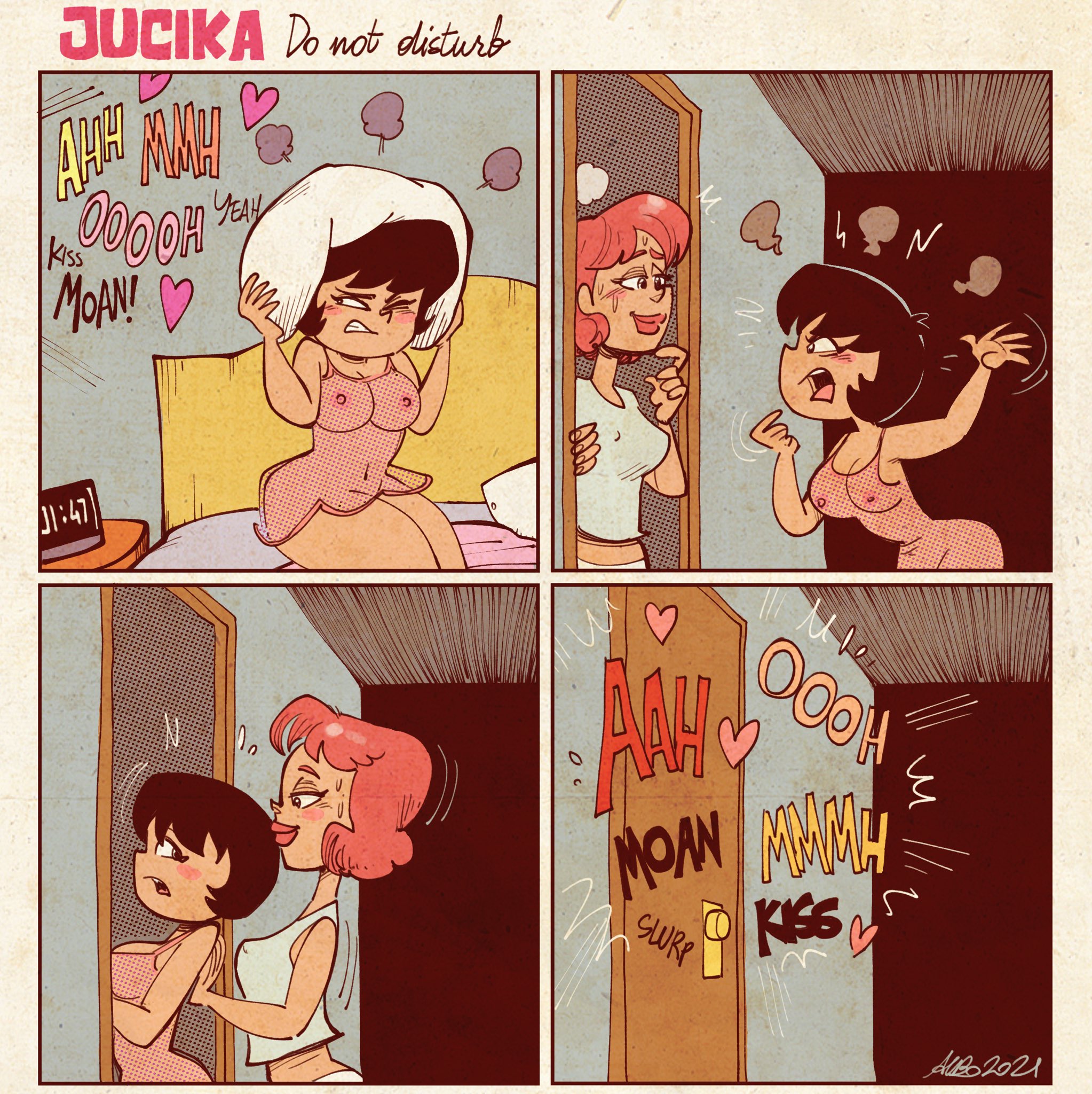 albo, angry, comic, invite, jucika, jucika (comic), neighbor, neighbors, off screen sex, threesome, woken up