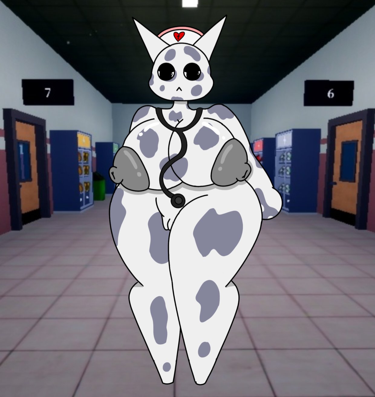 1girls, 2026, 3d background, alternate version at source, alternate version available, animal hospital, anthro, female, female only, furry, furry female, furry only, head nurse (animal hospital), novice nsfw, nude, nude female, roblox, roblox background, roblox game, screencap background, tagme