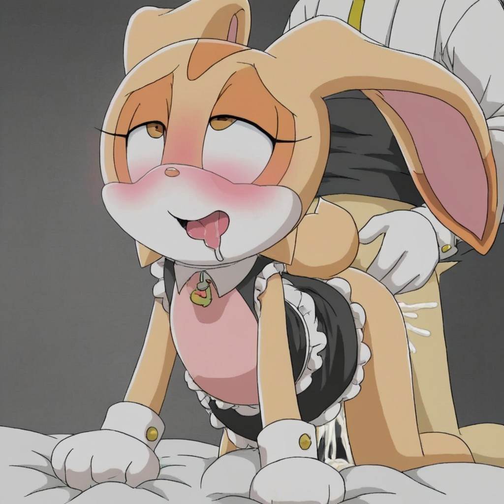 ai generated, cream the rabbit, doggy style, female, maid outfit, rabbit, rabbit ears, rabbit girl, rabbit tail, sex, sex slave, sonic (series), sonic the hedgehog (series)
