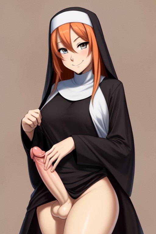 1futa ai_generated aifutalover futa_focus futa_only futanari gynomorph hair nun nun_futa nun_hat religion religious religious_clothing religious_headwear solo_futa