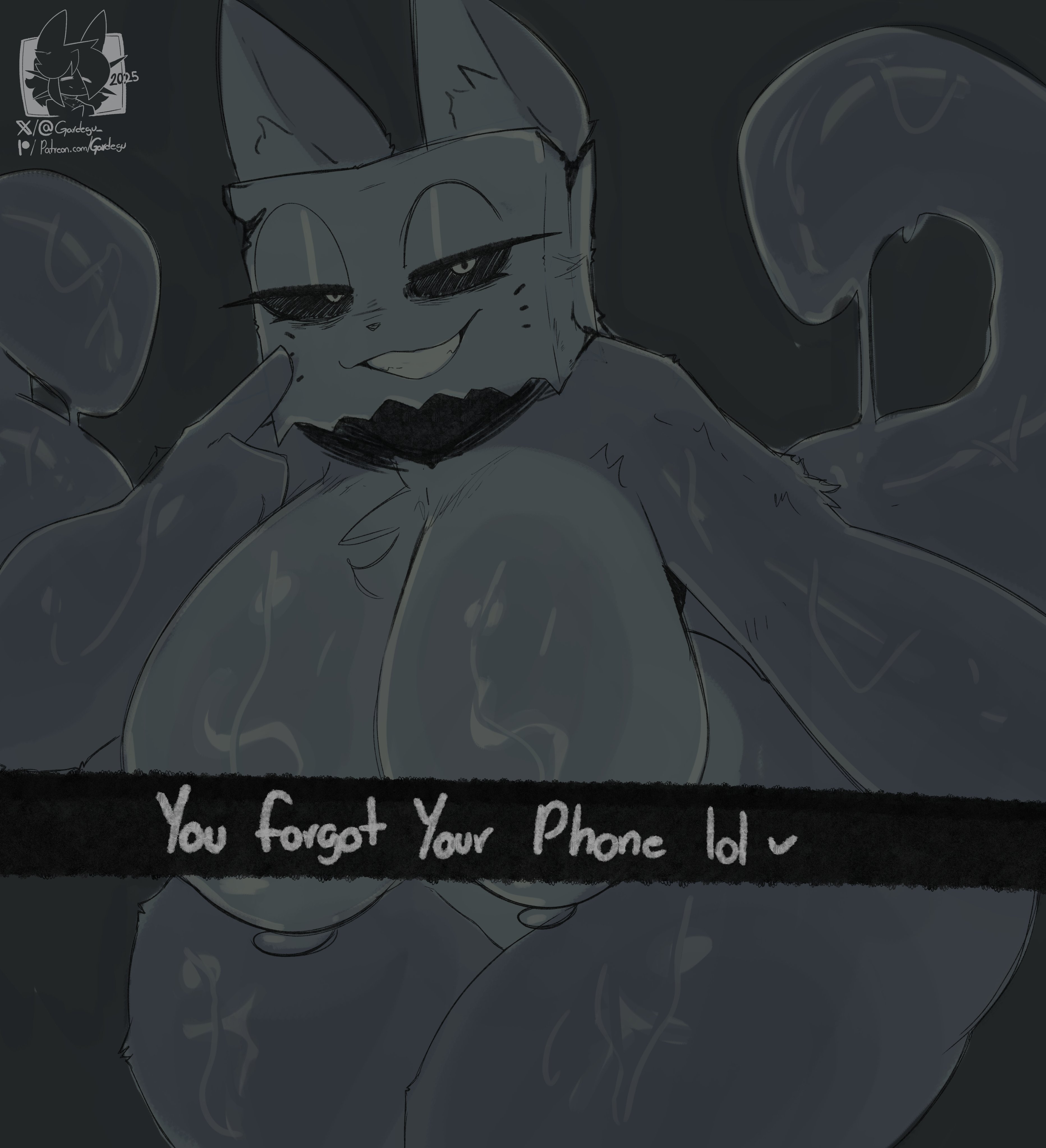 cat ears, female, furry, furry only, gardegu, oc, original, selfie, slime girl, text