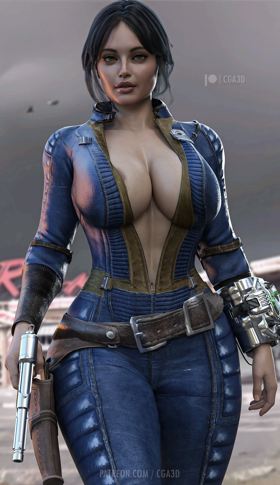 1girls 3d areola_slip ass big_ass big_breasts black_hair bodysuit breasts bust busty cga3d chest cleavage curvaceous curvy curvy_figure digital_media_(artwork) electronics erotichris fallout fallout_(series) fallout_(tv_series) female female_focus gun hips hourglass_figure huge_ass huge_breasts human large_ass large_breasts legs light-skinned_female light_skin lucy_maclean mature mature_female solo_focus thick thick_hips thick_legs thick_thighs thighs unzipped_bodysuit vault_dweller voluptuous voluptuous_female waist wide_hips