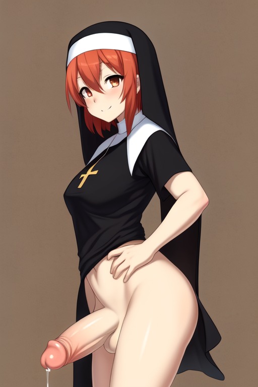 1futa ai_generated aifutalover futa_focus futa_only futanari gynomorph hair nun nun_futa nun_hat religion religious religious_clothing religious_headwear solo_futa