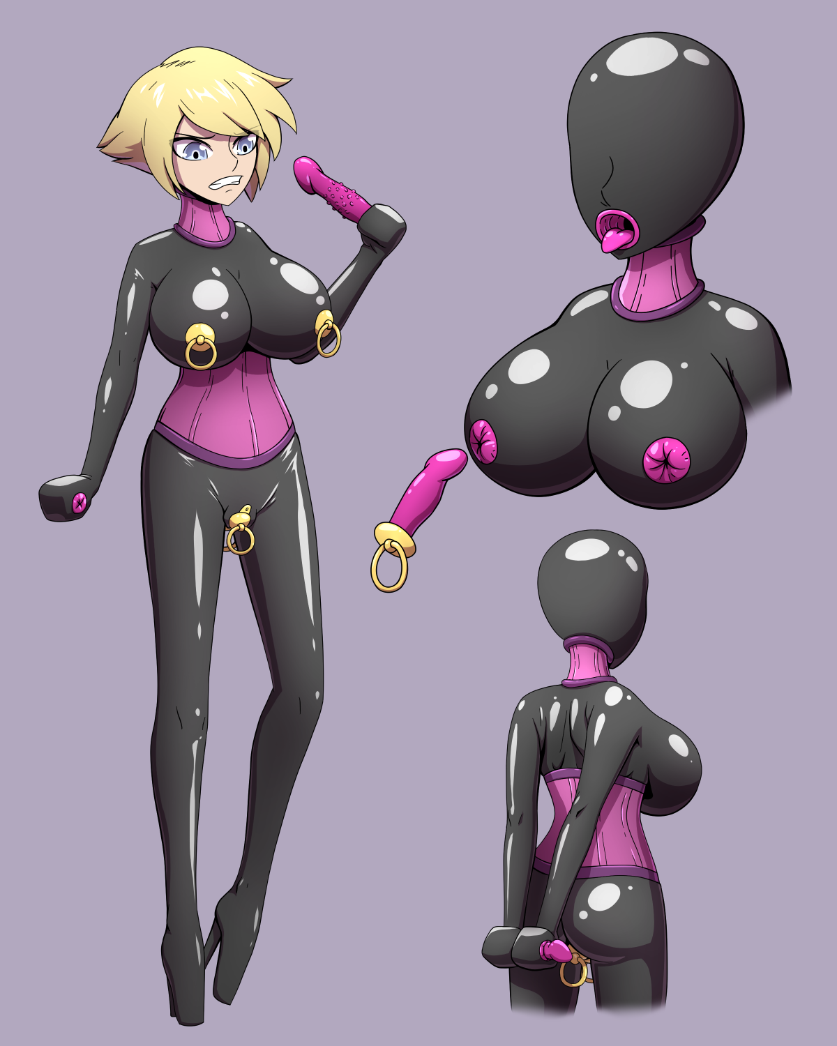 arms behind back, ballet boots, ballet heels, big breasts, blonde hair, bondage, bound, bound hands, built-in high heels, clenched teeth, collar, corset, dildo, dildo gag, dildo in ass, dildo in nipple, dildo in pussy, dollification, fake tits, femsub, full head mask, fully clothed, high heels, hood, hooded, lahley, latex, latex clothing, nipple insertion, nipple penetration, nipple plugs, open mouth, open mouth gag, plug gag, png, posture collar, rubber, rubber bodysuit, rubber clothing, sensory deprivation, sensory deprivation hood, sex doll, sex doll holes, sex doll transformation, sex sleeve, sex toy, shiny clothes, simple background, skin-tight suit, tagme, tight clothing, very high heels