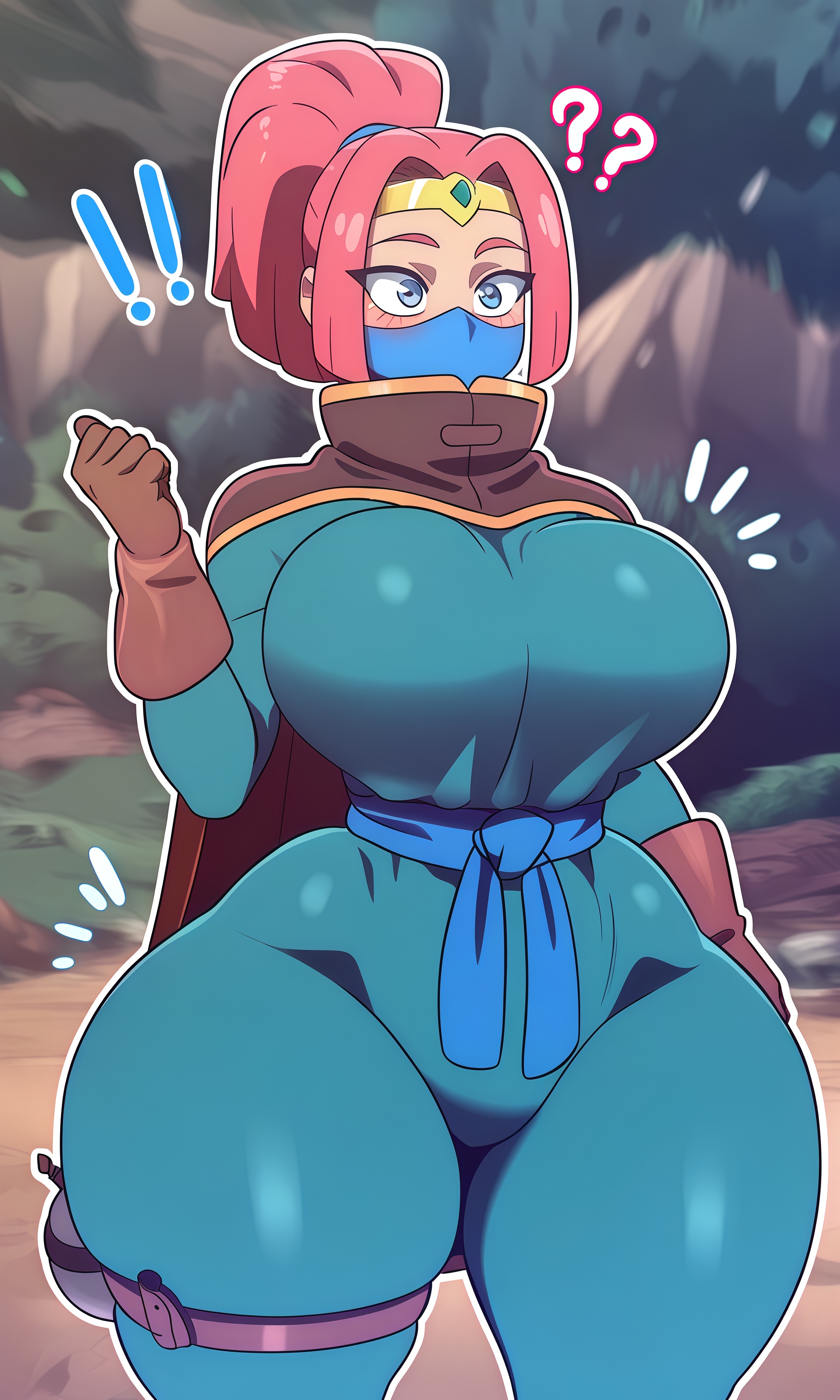 1girls, ai generated, big breasts, boss bandit (clash royale), clash (series), clash royale, female, solo, solo female, thick thighs