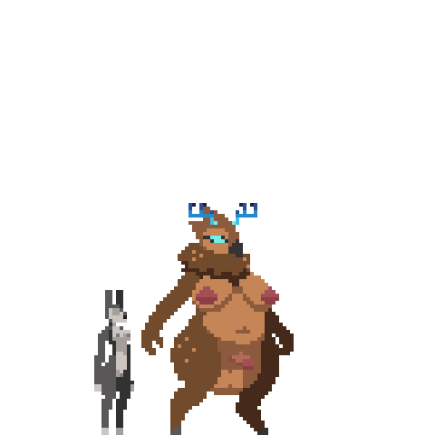 anal, anal vore, animated, anthro, antlers, avian, balls, belly, belly squish, big belly, breasts, deer, dewlap (anatomy), digestion, digital media (artwork), duo, female, futa, futa pred, genitals, glowing, glowing antlers, glowing eyes, graphite (pthalo), gynomorph, horn, huge belly, hybrid, intersex, intersex/female, lagomorph, leporid, low res, lying, mammal, nipples, on side, penis, pixel (artwork), pixel animation, pthalo, rabbit, squish, vore, walk cycle