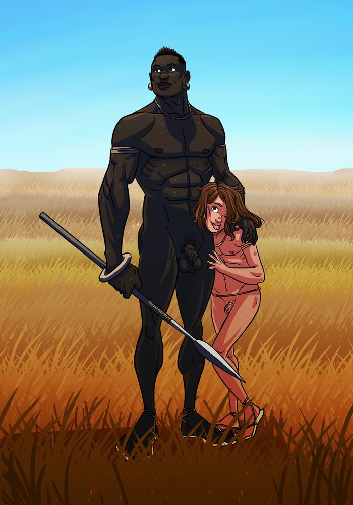 2boys, artist request, dark skin, dark-skinned male, earrings, femboy, gay, human, human only, interracial, light skin, light-skinned femboy, light-skinned male, male, male only, nude, penis, savanna, sissy, size difference, small penis, spear, tagme, tribal, tribal male