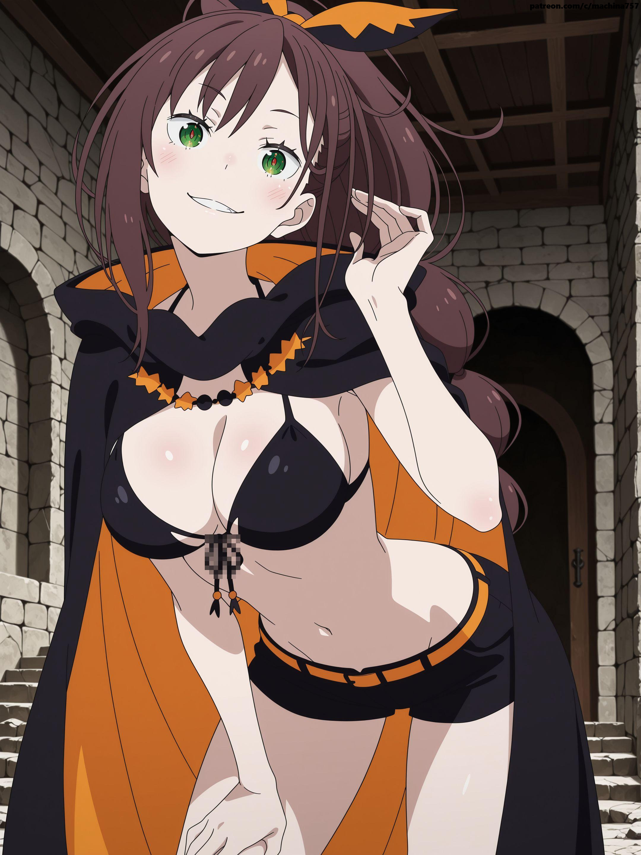 1girls, ai generated, artist request, belly, belly button, belly cutout, belly fetish, belly outline, big breasts, black bra, black coat, black outfit, black shorts, bra, braided hair, breasts, brown hair, coat, cute expression, cute face, cute girl, female, female only, fertile hips, green eyes, hair ornament, hips, horny female, hot body, imminent sex, long hair, looking at viewer, midriff, midriff cutout, midriff exposed, midriff focus, midriff showing, navel, navel cutout, navel fetish, navel line, navel outline, orange coat, orange outfit, orange shorts, perfect belly, perfect body, re:zero kara hajimeru isekai seikatsu, red pupils, round breasts, sexy body, sexy smile, shaula (re:zero), short shorts, shorts, slender, slender body, slender build, slender waist, slim body, slim female, slim figure, slim girl, slim thick, slim torso, slim waist, smiling, smiling at viewer, stroking hair, thick thighs, thighs, tied hair, tuft, tummy, wanting sex, wide hipped female, wide hips