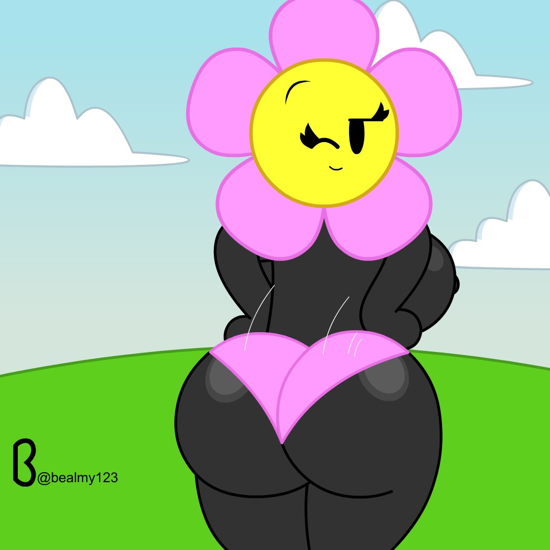 1girls, ass, back, back view, battle for dream island, bealmmaker, bfdi, big ass, big ass (female), big boobs, big breasts, big tits, boobs, breasts, eyelashes, female, female only, flower (bfdi), huge ass, huge ass (female), looking at viewer, looking back, looking back at viewer, nipples, object shows, panties, shaking, shaking ass, thick, thick ass, thick thighs, thighs, thong, tits, twerking