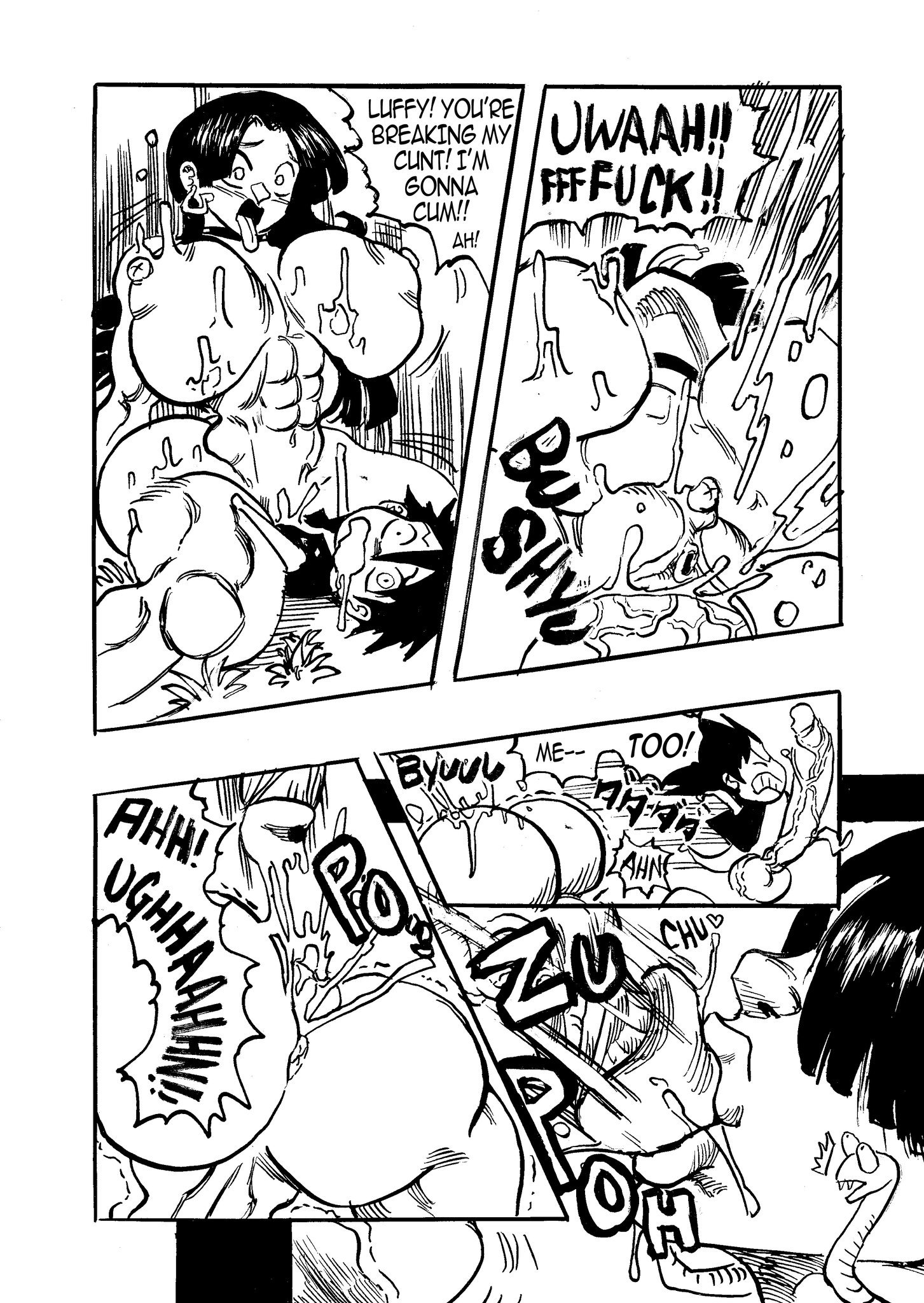 abs, ahe gao, ass, big breasts, big penis, boa hancock, breasts, clenched teeth, cowgirl position, female, goudadunn, huge ass, huge breasts, male, moaning, monkey d luffy, muscular, muscular female, naughty face, nude, one piece, oral, orgasm, penis, pussy, rough sex, screaming, seductive, sex, thick thighs, vaginal penetration