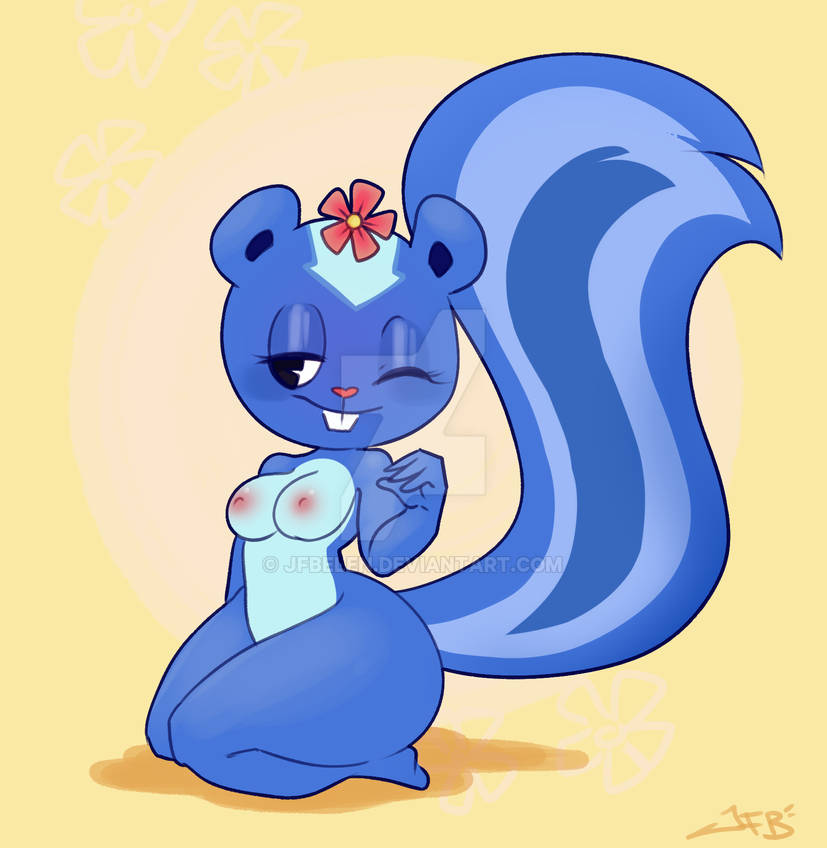 anthro blue_fur breast breasts female flower happy_tree_friends imminent_sex jfbelen naked petunia_(htf) pink_nipples simple_background skunk winking_at_viewer