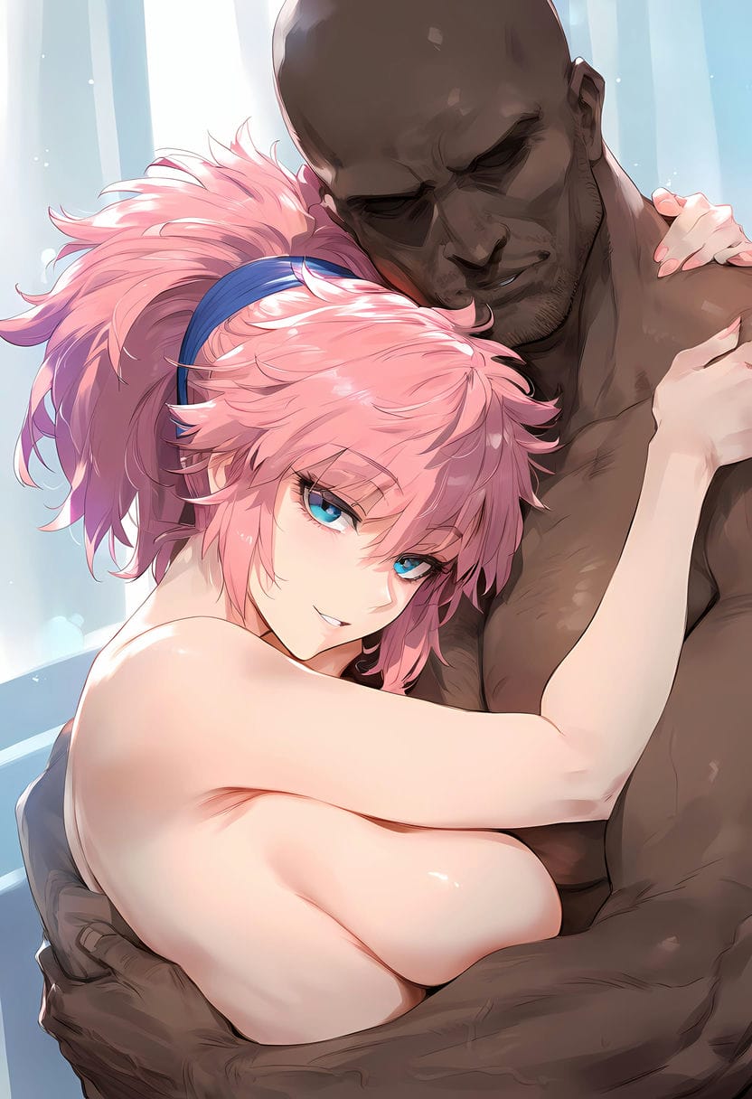 1girls ai_generated breasts cheating cuckold cuckold_pov cuckolding dark-skinned_male female hugging human humiliation hunter_x_hunter interracial large_breasts light-skinned_female long_hair looking_at_viewer machi_komacine nakatori pale-skinned_female pale_skin phantom_troupe pink_hair pov shounen_jump villainess