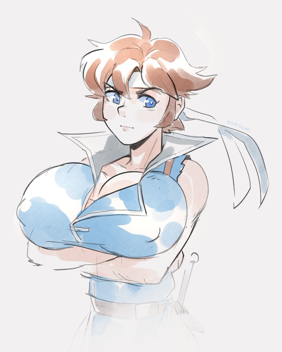 1girls, bimbo, blue eyes, breasts, brellom, brown hair, castlevania, cleavage, female, female artist, headband, huge breasts, richter belmont, rule 63, short hair, solo, tagme, voluptuous