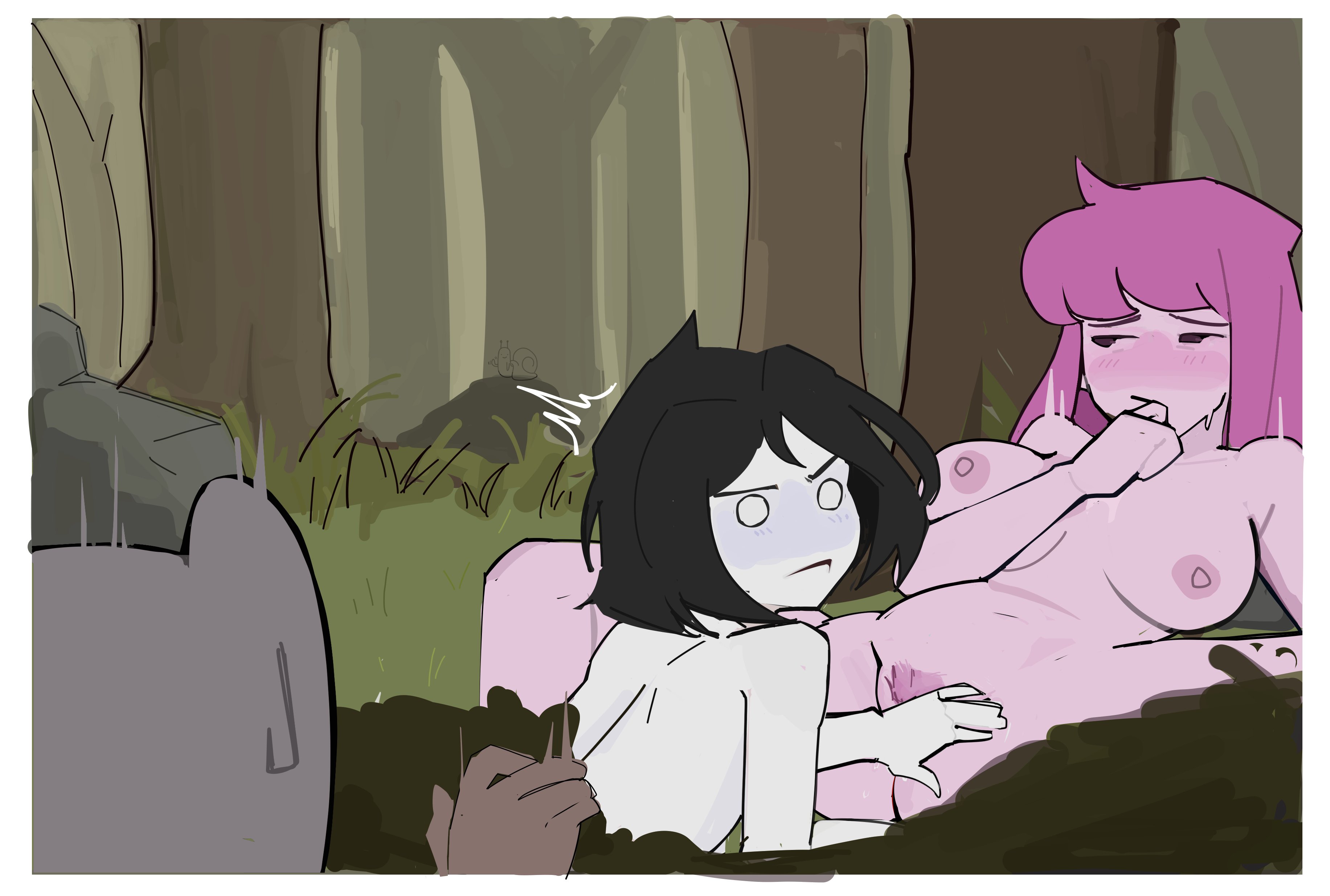 1boy, 2025, 2girls, adventure time, aldorian, ass, big ass, big breasts, big butt, big nipples, big thighs, big titties, black hair, blush, breasts, canon couple, cartoon network, curvaceous, curvaceous female, female, female pubic hair, female/female, finn the human, forest, forest sex, grey skin, imminent cunnilingus, imminent lesbian sex, imminent sex, lesbian couple, lesbian sex, long hair, male, marceline, marceline the vampire queen, multiple females, multiple girls, nipples, nude, nude female, pink body, pink hair, pink skin, princess bubblegum, pubic hair, pussy, rubber, spread legs, vampire, vampire girl, voyeur, watching, watching sex, yuri
