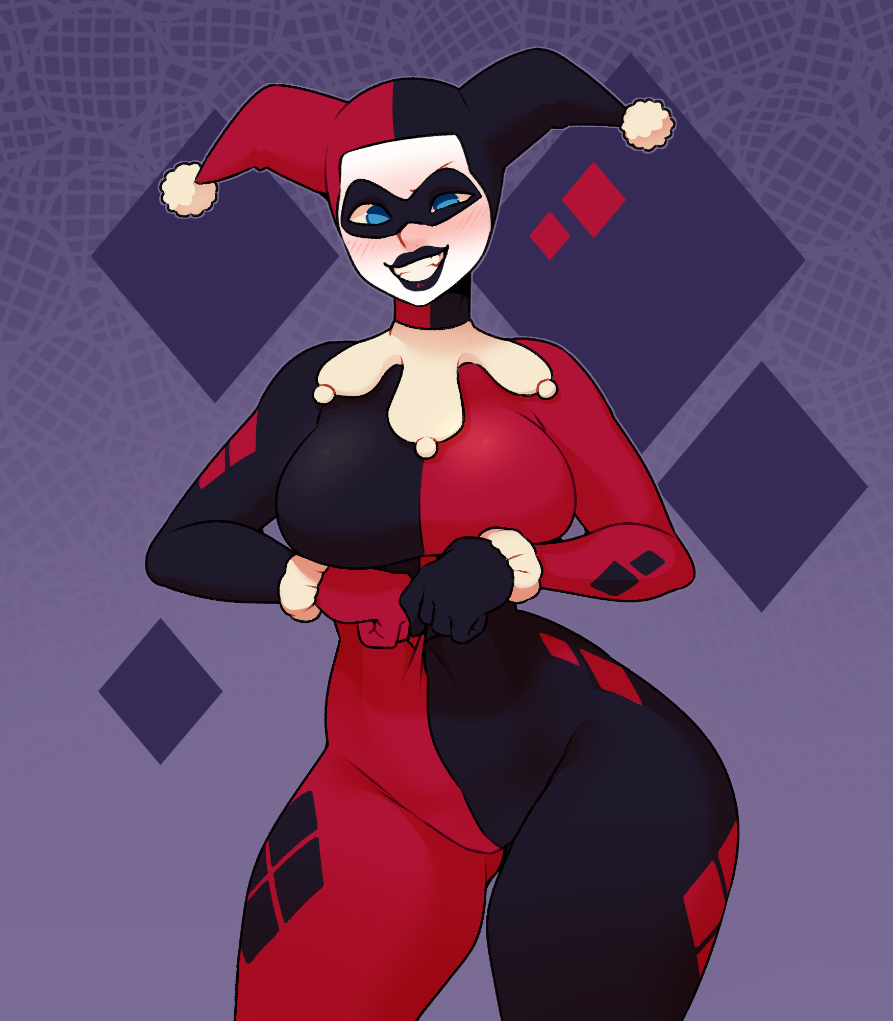 batman (series), bodysuit, clown girl, dabble, dc, dc comics, female, harley quinn, harley quinn (classic), tagme