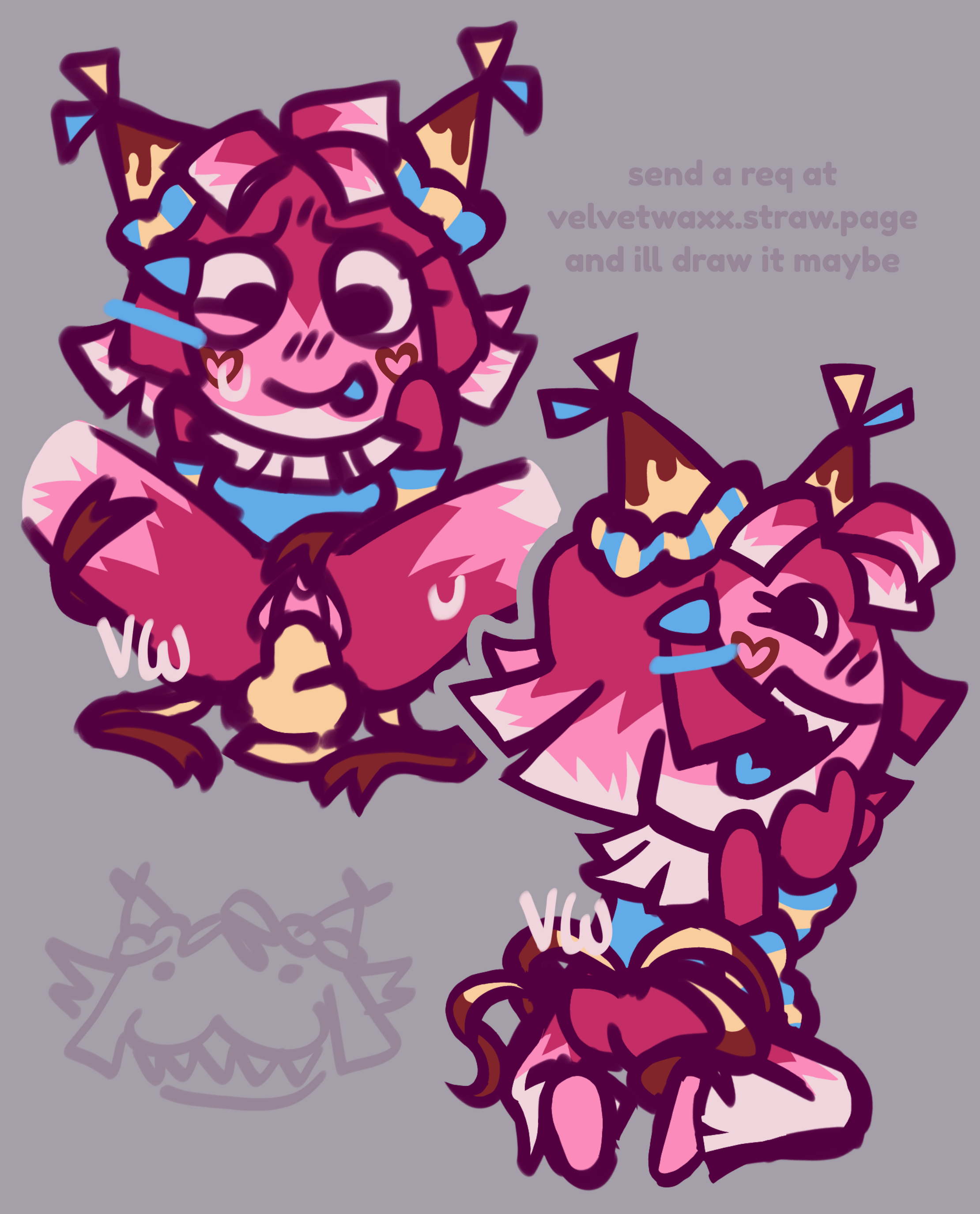 1girls, choco cones yatta, dandy's world, dildo, female, hairclip, heart on cheek, sweat, tagme, velvetwaxx, yatta (dandy's world)