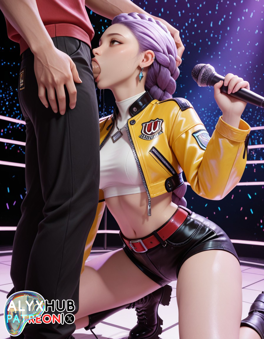 1boy, 1girls, 2025, ai generated, anime, anime style, arched back, backstage, big penis, blowjob, blowjob face, boobjob, breasts, breasts out, clothed female nude male, cum inside, deepthroat, exhausted, female, female focus, flexible, head grab, head pat, hi res, high resolution, highres, kneeling, kpop demon hunters, leaking cum, looking at viewer, male, male/female, nipple slip, patting head, penis, performance, performing, posing, posing for the viewer, pussy, rumi (kpop demon hunters), seducing, seductive, seductive eyes, seductive gaze, seductive look, seductive mouth, seductive pose, seductive smile, sex, skinny, skinny female, smile, smirk, smirking, squatting, stage, submissive, submissive female, sucking, sucking penis, thighs, throat bulge, throat fuck, tired, titjob, unseen male face, wet, wet body, wet clothes, wet clothing, wet hair, wet panties, wet pussy, wet shirt, wet skin