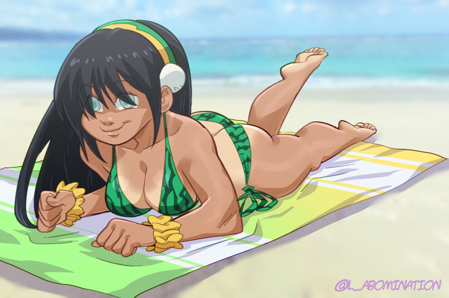 1girls, 2022, aged up, artist signature, ass, ass crack, ass length hair, avatar the last airbender, barefoot, beach, big ass, big breasts, bikini, breasts, bubble ass, bubble butt, butt crack, cleavage, colored, cute, female, female only, full body, hair down, hair over eyes, hair scrunchie, liefeldianabomination, light skin, light-skinned female, long hair, muscular, muscular female, nervous, nickelodeon, ocean, one-piece tan, rear view, sand, scrunchie, scrunchie on wrist, shortstack, smile, solo female, swimsuit, tanline, tanned female, tanned skin, the pose, thick thighs, thunder thighs, tomboy, toned, toned female, toph bei fong, two piece swimsuit, two piece watermelon bikini, very long hair, watermelon bikini, wide eyed, wide hips