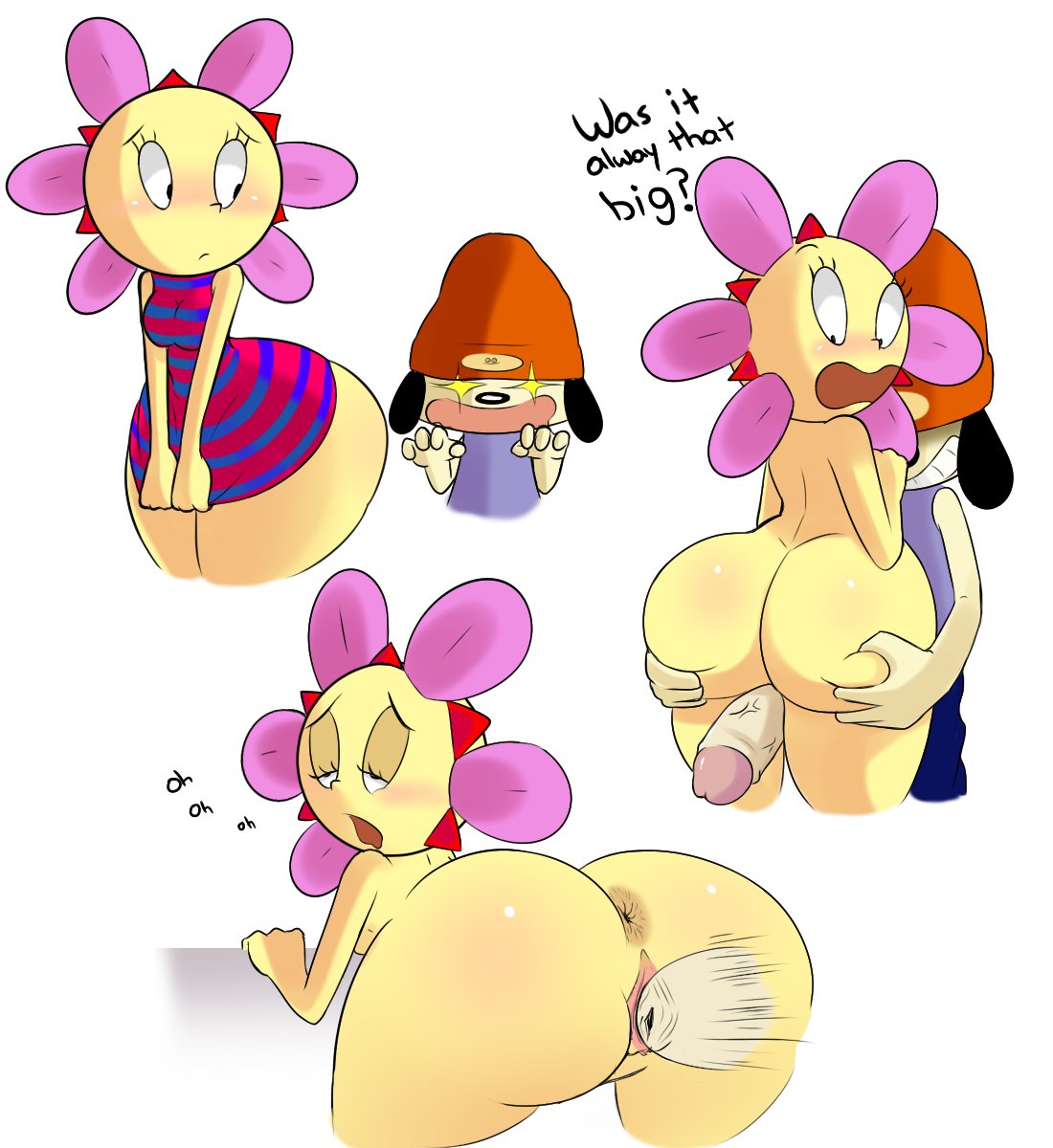 1boy, 1boy1girl, 1girls, ass, ass dough, ass focus, big ass, big butt, breasts, canine, canon couple, couple, deep skin, dog boy, dog ears, dress, fat ass, female, flower, flower girl, flower head, hat, huge ass, huge butt, male, nipples, nude, parappa, parappa the rapper, penis, penis in ass, playstation, pussy, scrabble007, sex, sony corporation, sony interactive entertainment, straight, sunny funny, tagme, um jammer lammy, vaginal penetration, yellow body, yellow skin