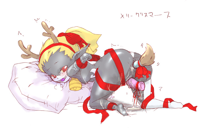 antlers arms_behind_back ball_gag bondage buttplug dildo female gag gagged humiliation imp_midna midna pussy straight_hair tears the_legend_of_zelda twilight_princess