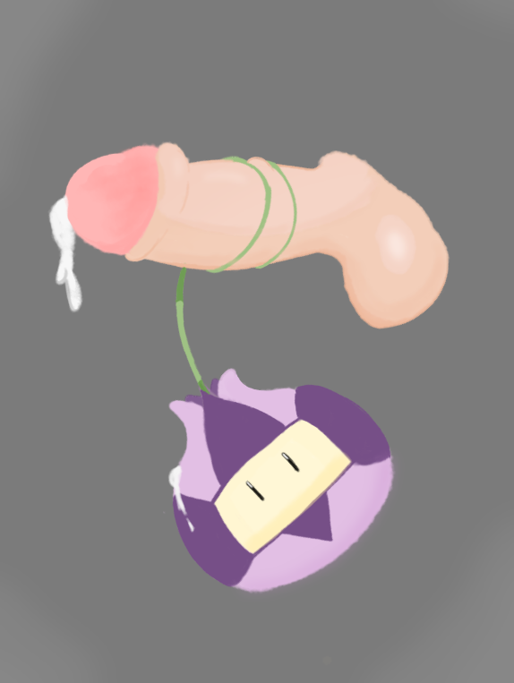 1boy 2019 ambiguous_gender bulbloom cum disembodied_penis flora human interspecies larger_male male male_only nude original_character penis plant purple_body simple_background size_difference testicles video_games