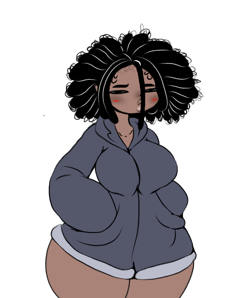 1girls annoyed big_breasts big_lips big_sleeves blue_hoodie blush blush_lines blushing breasts collarbone curls curly_hair cute dark-skinned_female dark_skin eyebrows eyes_closed gacha_life giygal hands_in_both_pockets hands_in_pockets hoodie hoodie_only huge_breasts large_breasts messy_hair oc oversized_clothes oversized_sleeves puffy_lips puffy_sleeves rochelle_(giygal) simple_background sleeves slim_waist solid_color_background thick_legs thick_thighs thighs thighs_bigger_than_head thighs_up white_background wholesome