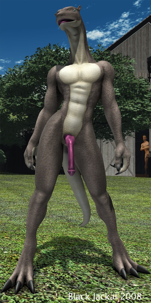 3d anthro black_jackal erection lizard lizzy male male_only penis reptile scalie solo