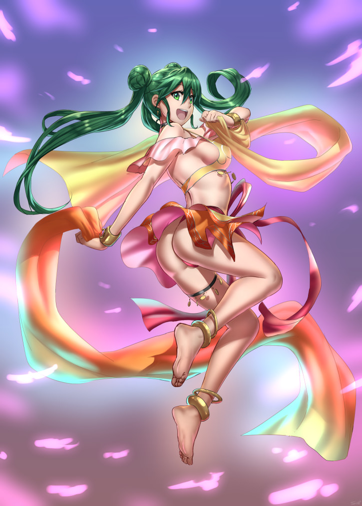 feet female fire_emblem fire_emblem:_genealogy_of_the_holy_war green_eyes green_hair silvia_(fire_emblem) sinccubi