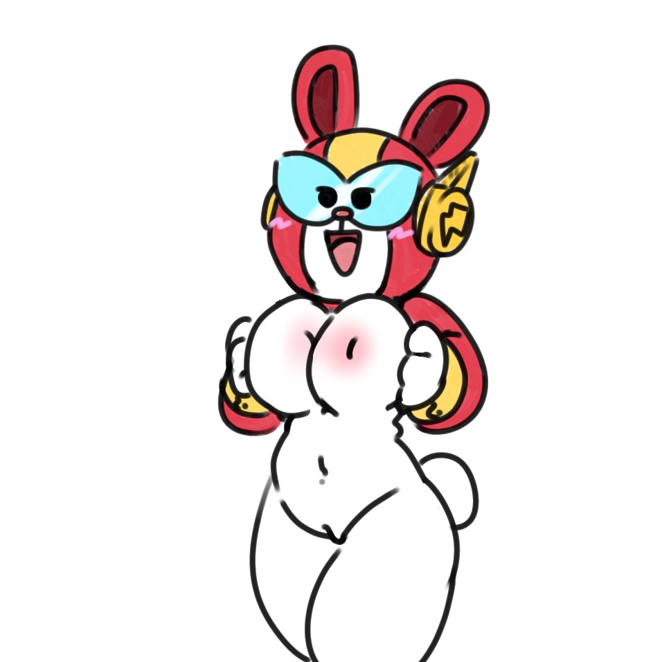 1girls big_breasts big_thighs blush brawl_stars breasts_out cony_(line) female line_friends max_(brawl_stars) rabbit shadowkillahh showing_breasts showing_off sketch supercell