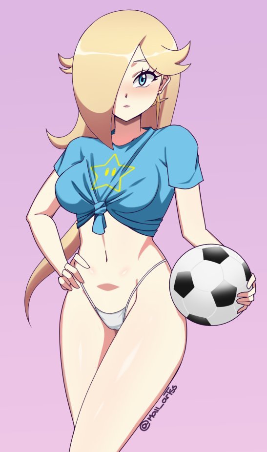 blonde_hair blue_eyes breasts female female_only fully_clothed looking_at_viewer maii_artss mario_(series) nintendo princess_rosalina revealing_clothes skimpy_clothes solo super_mario_galaxy tagme