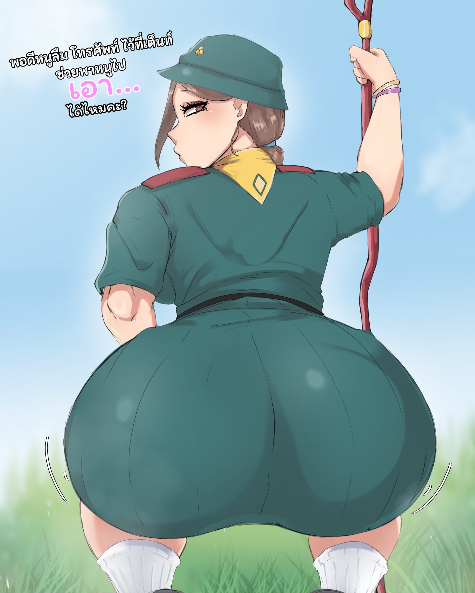 1girls, ass, back view, big ass, big butt, breasts, busty, curvaceous, curvy, curvy body, curvy female, curvy figure, female, huge ass, large ass, original, original character, shinhyunxi, thai, thai text, translated, voluptuous