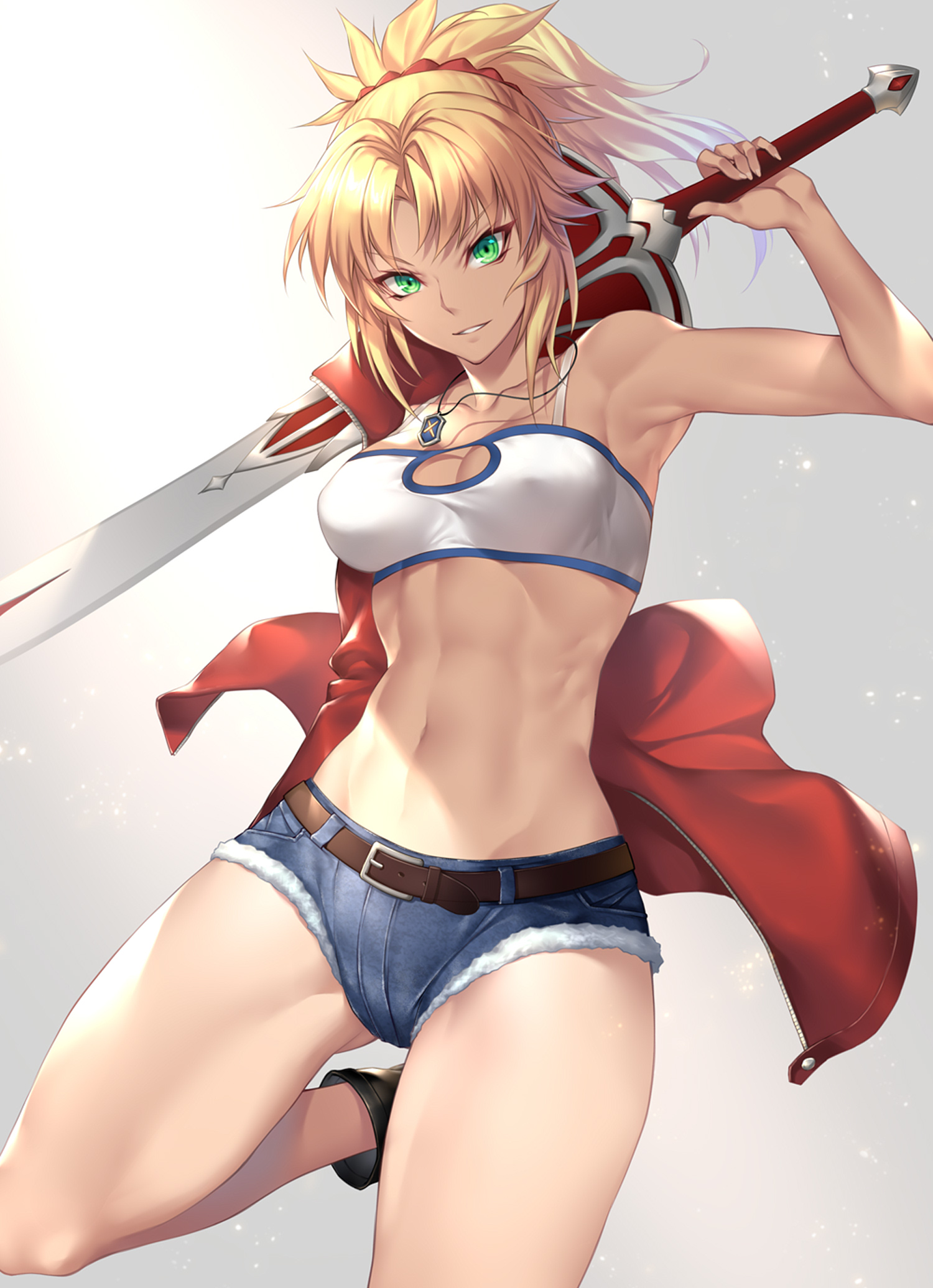 1girls, abs, fate (series), fate/grand order, fate/stay night, female, female only, mordred (fate), nasaniliu, solo