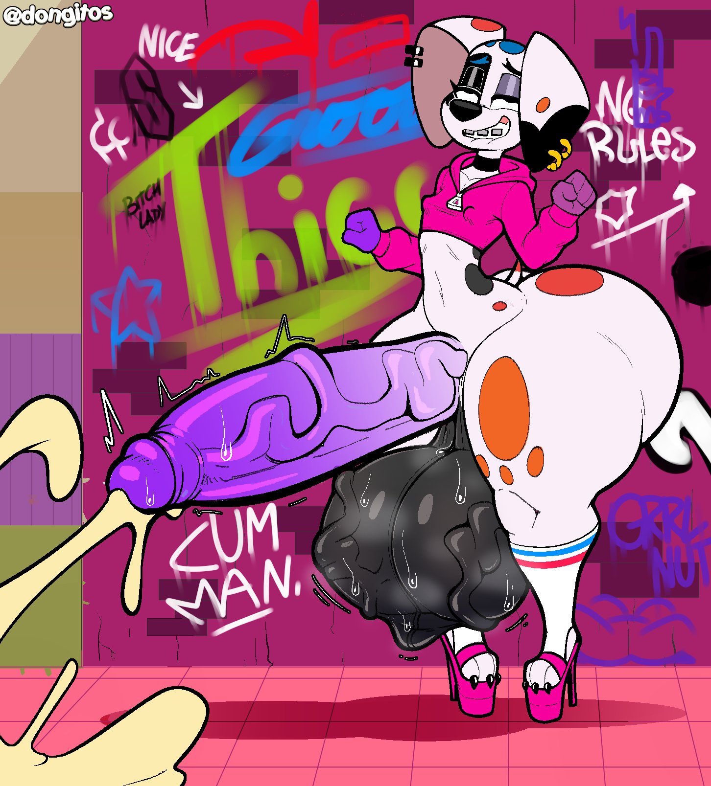 101 dalmatian street, 101 dalmatians, 1futa, alternate version available, anthro, anthrofied, ass, ass bigger than head, balls, big ass, big balls, big butt, big penis, biting lip, bottom heavy, bottomless, braces, bubble butt, clothing, cum, cumshot, curvaceous, curvy, curvy figure, da vinci (101 dalmatians), dalmatian, disney, domestic dog, dongitos, ear piercing, ejaculation, english text, erect nipples, erect nipples under clothes, erection, excessive cum, eyes rolling back, furry, futa only, futanari, handsfree ejaculation, heels, high heels, huge ass, huge balls, huge cock, hyper balls, hyper penis, intersex, mostly nude, musk, musk clouds, musky balls, orgasm, pear shaped, penis, piercing, piercings, pleasure face, public, public nudity, slim waist, solo, solo futa, steam, sweat, sweaty, sweaty balls, tail, text, thick thighs, voluptuous, voluptuous futa, wide hips