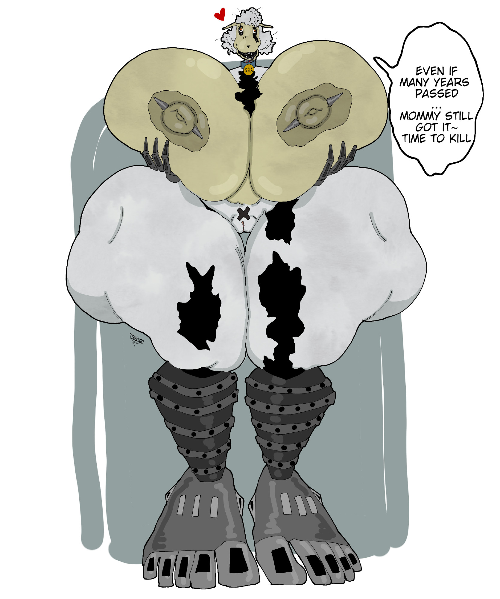 animatronic, big breasts, big feet, breasts, female, sha (the walten files), sheep, solo, the walten files, thick thighs, tomboy20, voluptuous