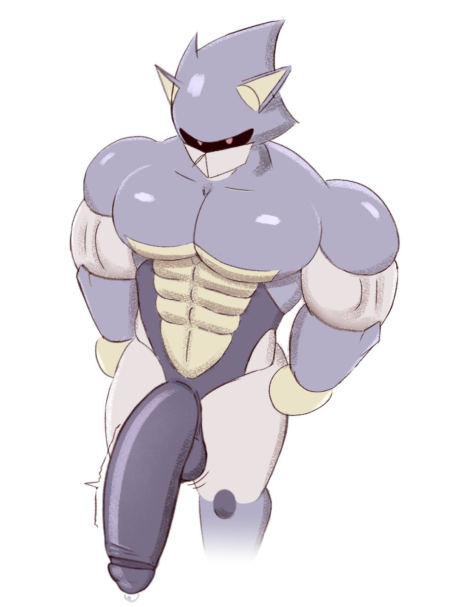 bara, gay, hedgehog, hedgehog boy, hedgehog humanoid, huge cock, male, metal sonic, muscular, muscular male, non-human, non-human only, officialbotts, penis, penis out, robot, robot only, toony, yaoi