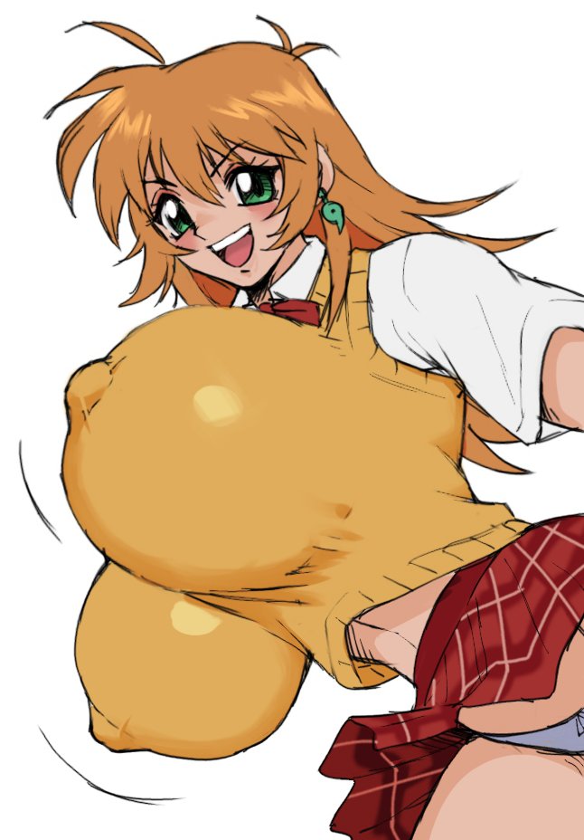 1girls, 2025, big breasts, big nipples, breasts, busty, colored sketch, earrings, female, hi res, high resolution, highres, huge breasts, ikkitousen, jay-marvel, large breasts, large nipples, light skin, light-skinned female, orange hair, panties, school uniform, schoolgirl, sketch, solo, solo focus, sonsaku hakufu, swinging breasts, top heavy, upskirt