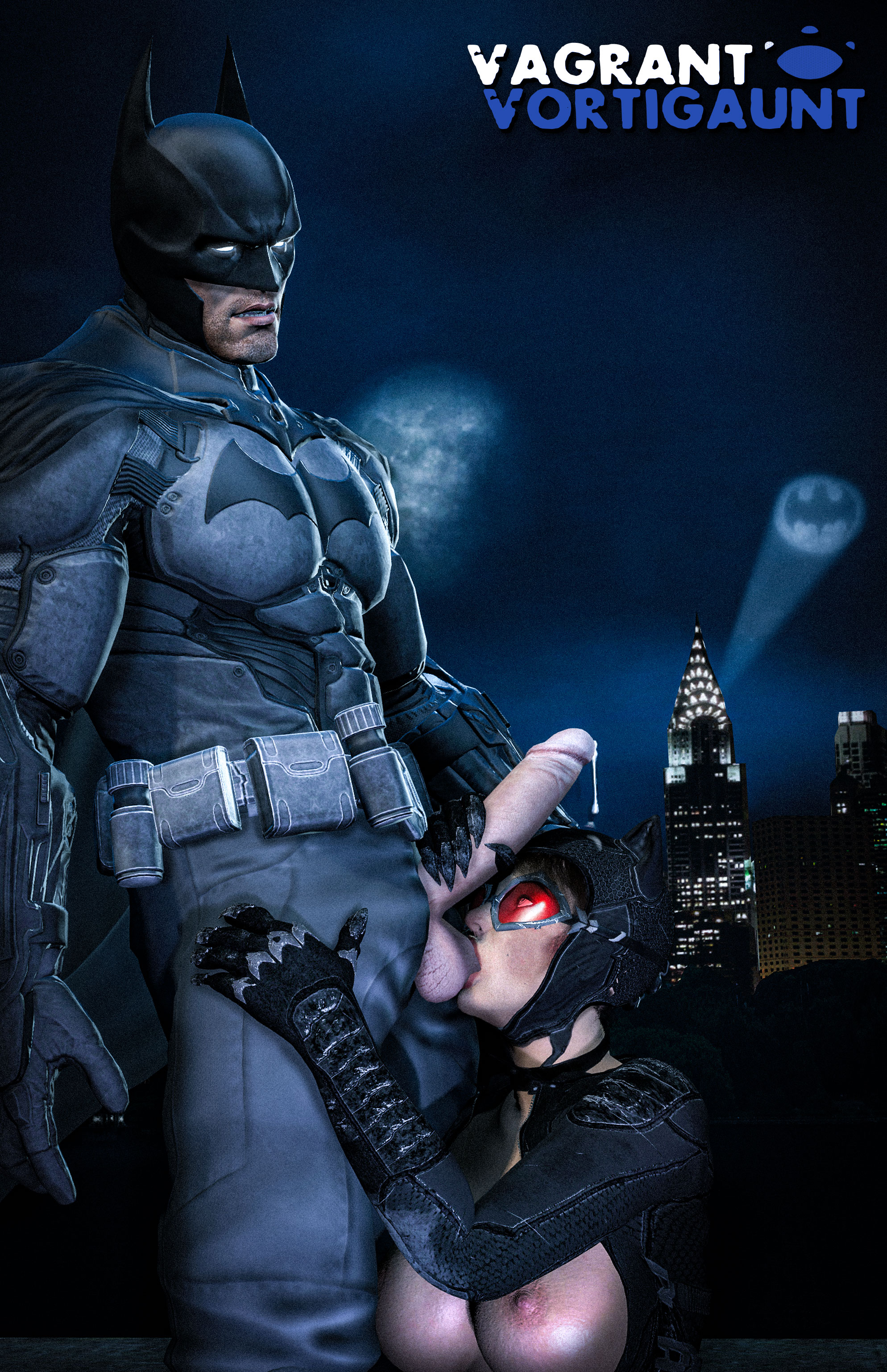 1boy, 1boy1girl, 1girls, 3d, balls, batman, batman (series), batman: arkham knight, batman: arkham origins, black gloves, breasts, bruce wayne, catwoman, catwoman (arkham knight), catwoman (arkham), cityscape, cock worship, cum, dc, dc comics, female, garry's mod, genitals, gloved handjob, gloves, goggles, hand on penis, handjob, handjob with gloves, holding penis, male, masked, night, nipples, oral, partially clothed, penis, selina kyle, straight, sucking balls, superhero, touching penis, vagrantvortigaunt
