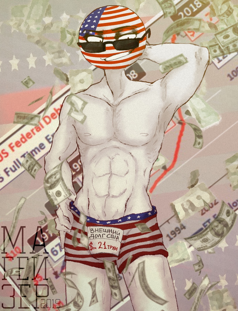 1boy abs athletic black_eyes boxer_briefs boxers clothing countryhumans detailed_background dollar_bills grin hand_on_hip looking_at_viewer magayser male male_only money muscular national_personification partially_clothed porn russian_text shirtless solo stickman sunglasses united_states_of_america_(countryhumans)